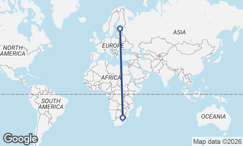 Johannesburg to Helsinki