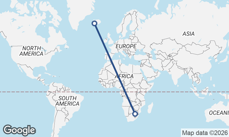 Johannesburg to Reykjavík