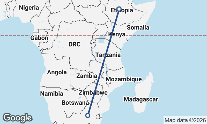 Johannesburg to Addis Ababa