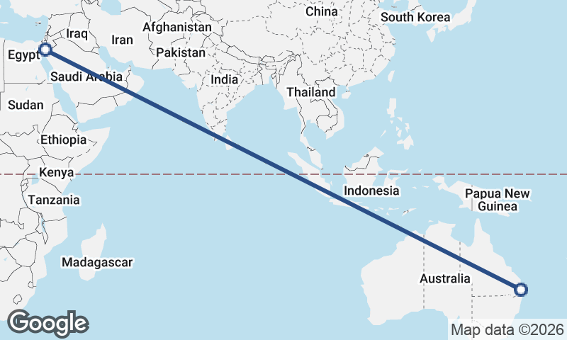 Brisbane to Al ‘Aqabah