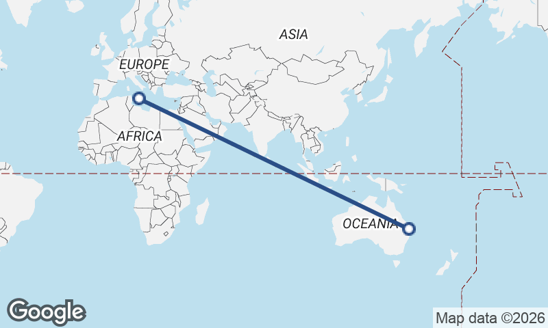 Brisbane to Valletta