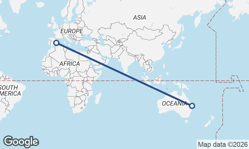 Brisbane to Valencia