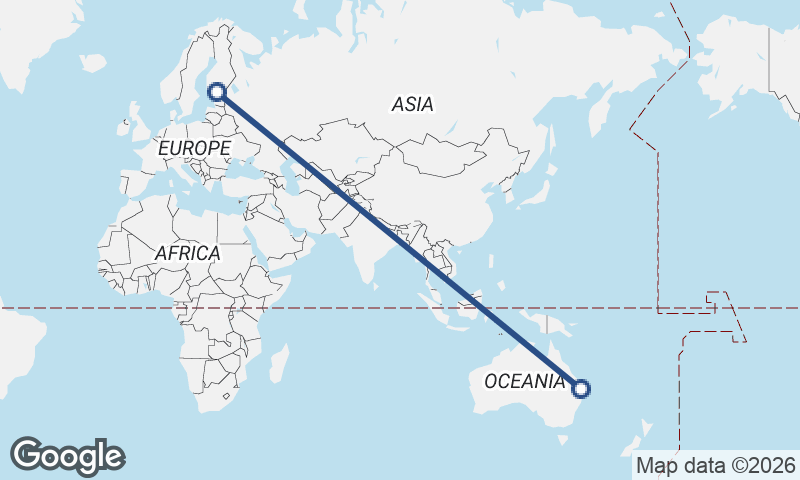 Brisbane to Helsinki