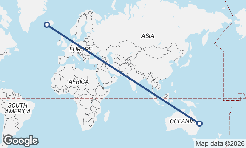 Brisbane to Reykjavík