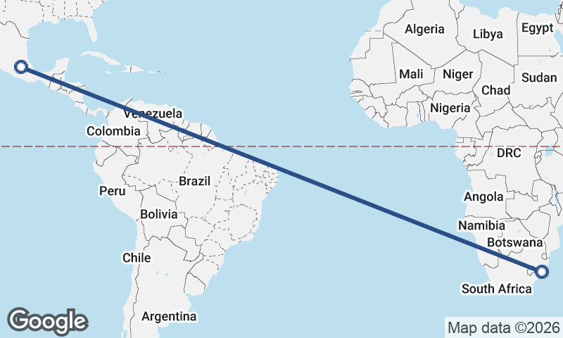 Durban to Mexico City