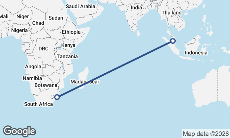 Durban to Kuala Lumpur