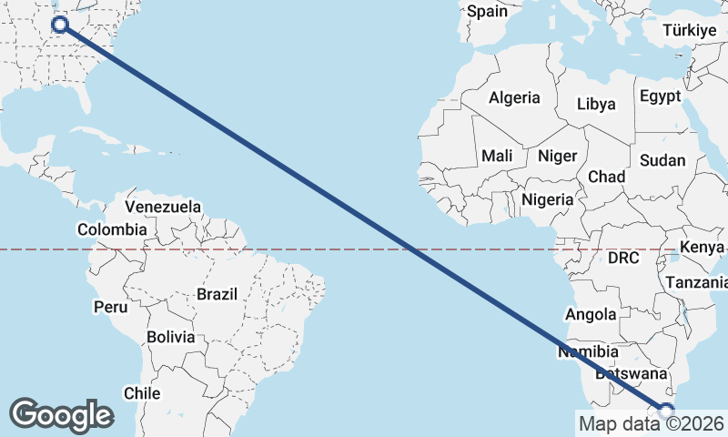 Durban to Indianapolis