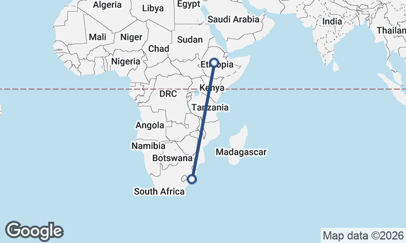 Durban to Addis Ababa
