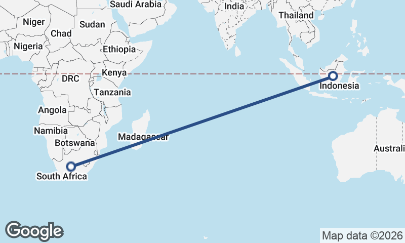 South Africa to Indonesia