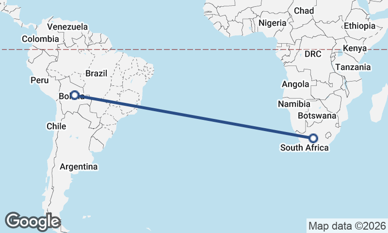 South Africa to Bolivia