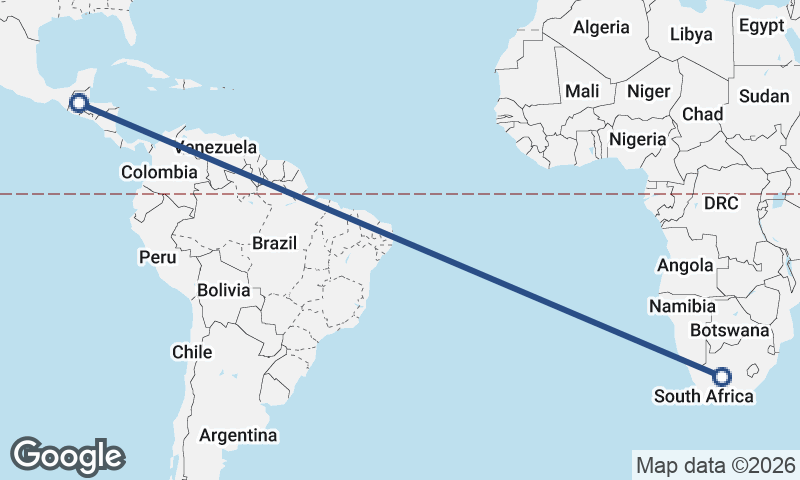 South Africa to Guatemala