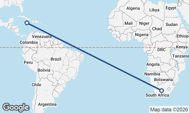 South Africa to Jamaica