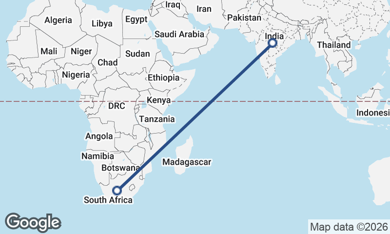 South Africa to India