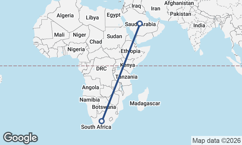 South Africa to Saudi Arabia