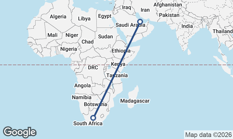 South Africa to Qatar