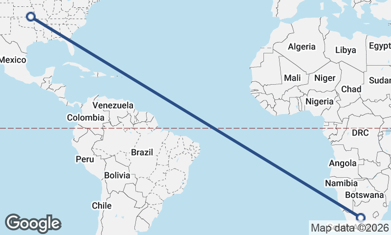 South Africa to United States