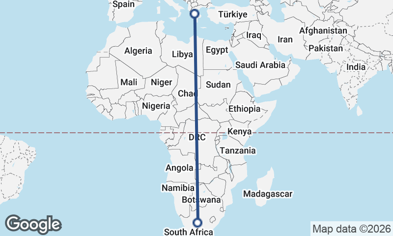 South Africa to Greece