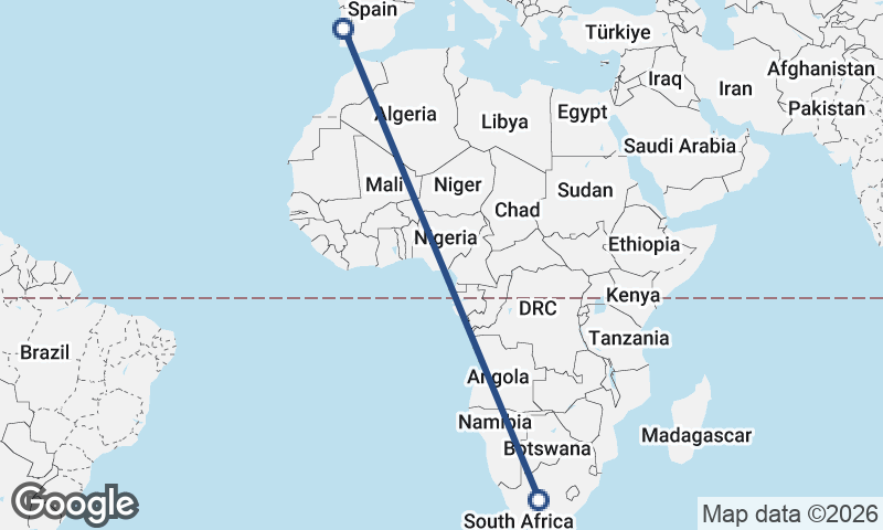 South Africa to Portugal
