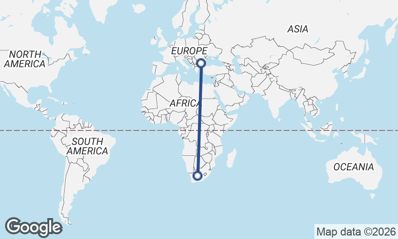 South Africa to Bulgaria