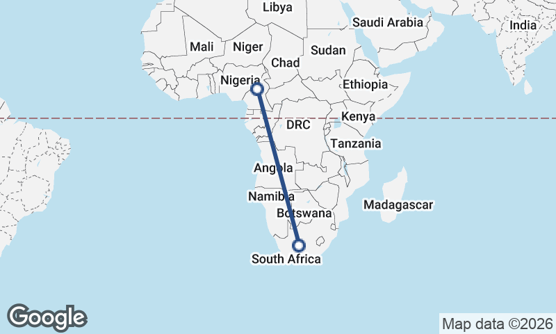 South Africa to Cameroon