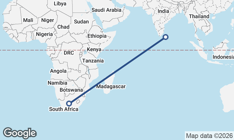 South Africa to Sri Lanka