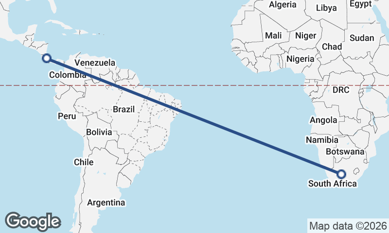 South Africa to Costa Rica
