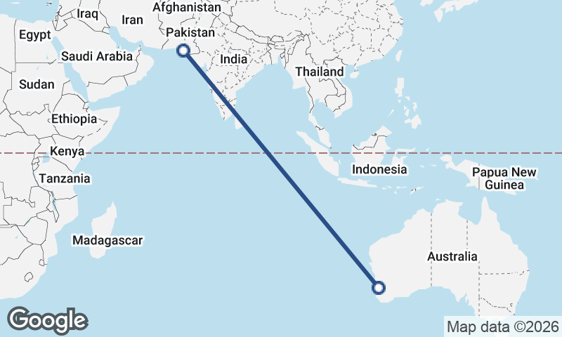 Perth to Karachi