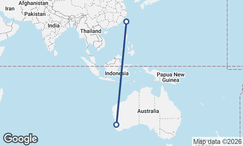 Perth to Taipei