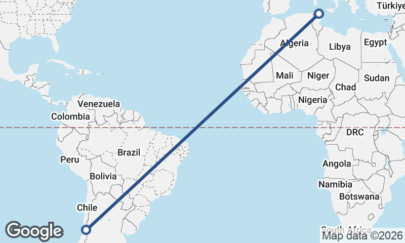 Santiago to Tunis