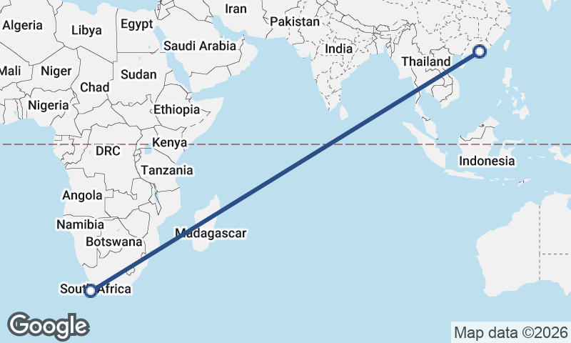 Cape Town to Hong Kong
