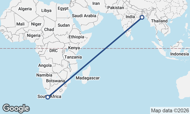 Cape Town to Kolkata