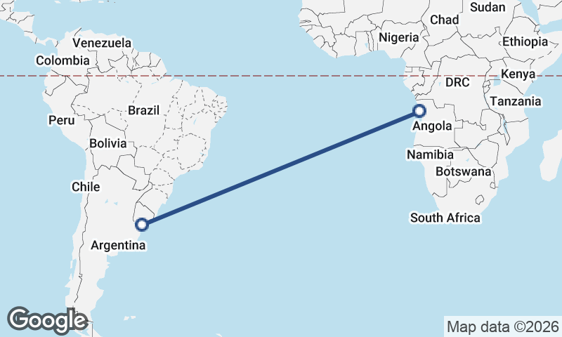 Montevideo to Luanda