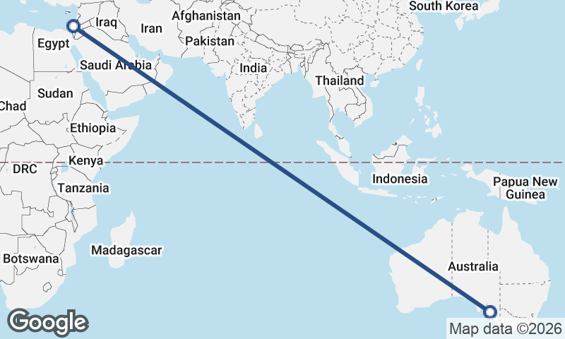 Adelaide to Tel Aviv-Yafo