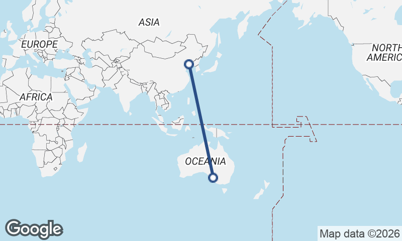 Adelaide to Dalian