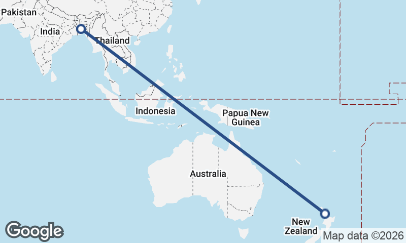 Auckland to Dhaka