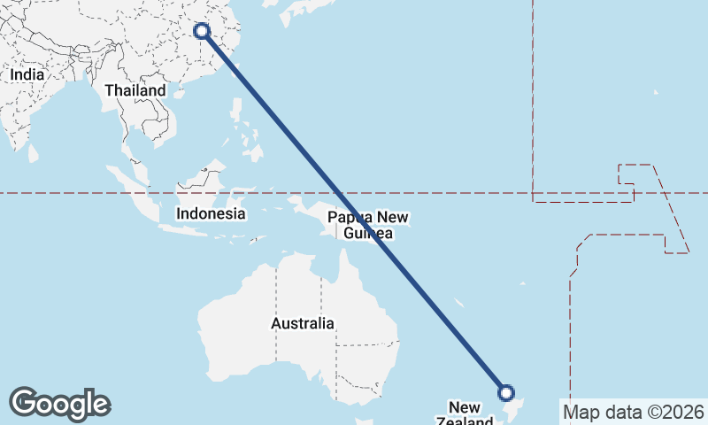 Auckland to Wuhan