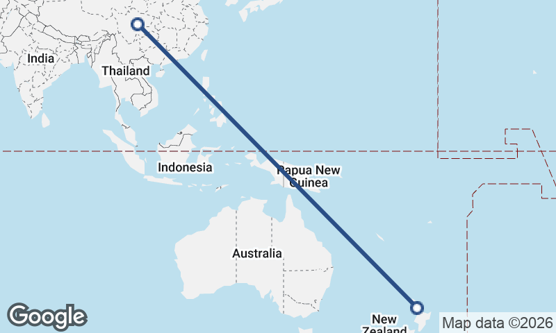 Auckland to Chengdu
