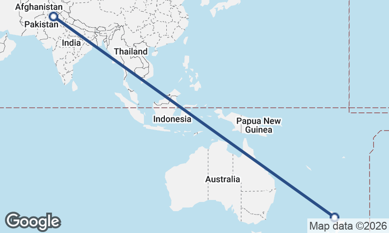Auckland to Faisalabad