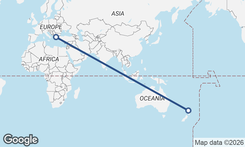 Auckland to Thessaloníki