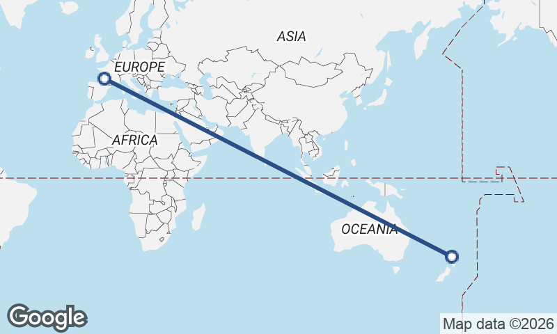 Auckland to Bordeaux