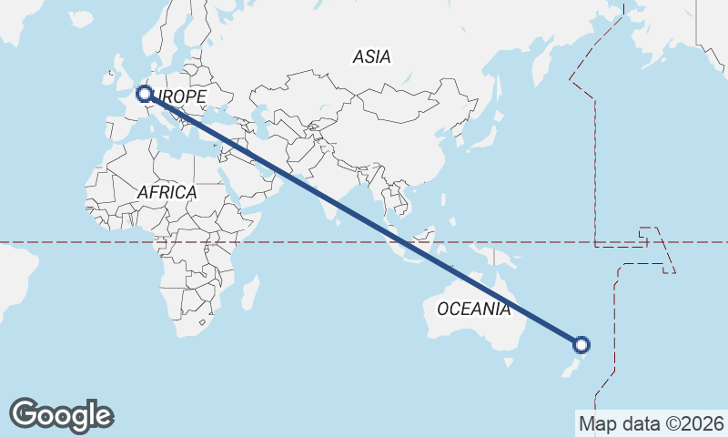 Auckland to Luxembourg City