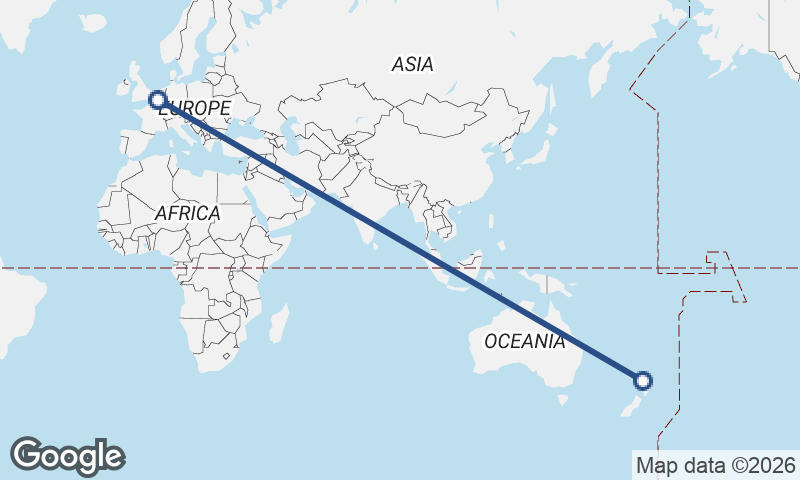 Auckland to Brussels