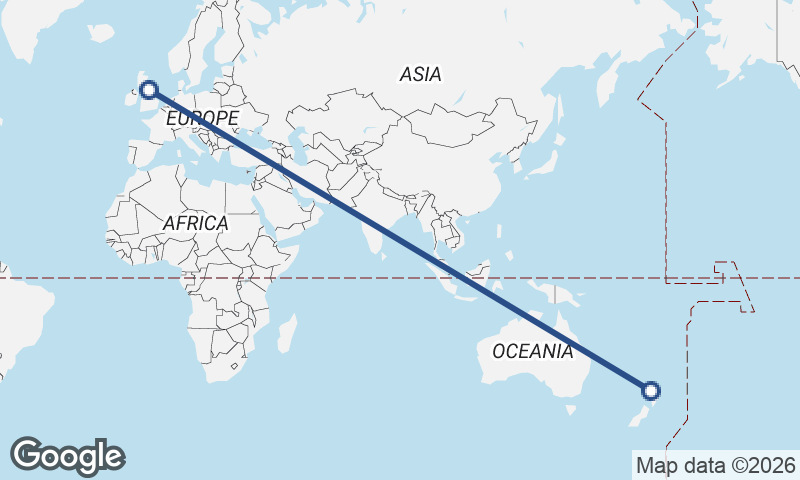 Auckland to Newcastle upon Tyne