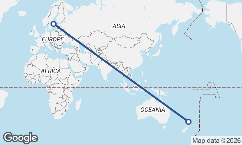 Auckland to Stockholm