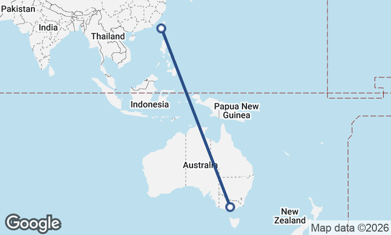 Melbourne to Kaohsiung