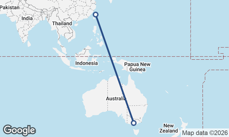 Melbourne to Taipei