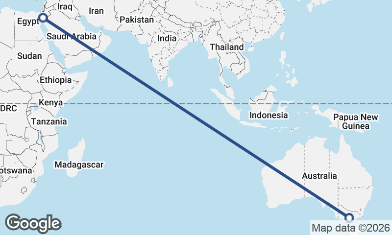 Melbourne to Al ‘Aqabah