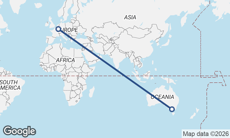 Melbourne to Luxembourg City