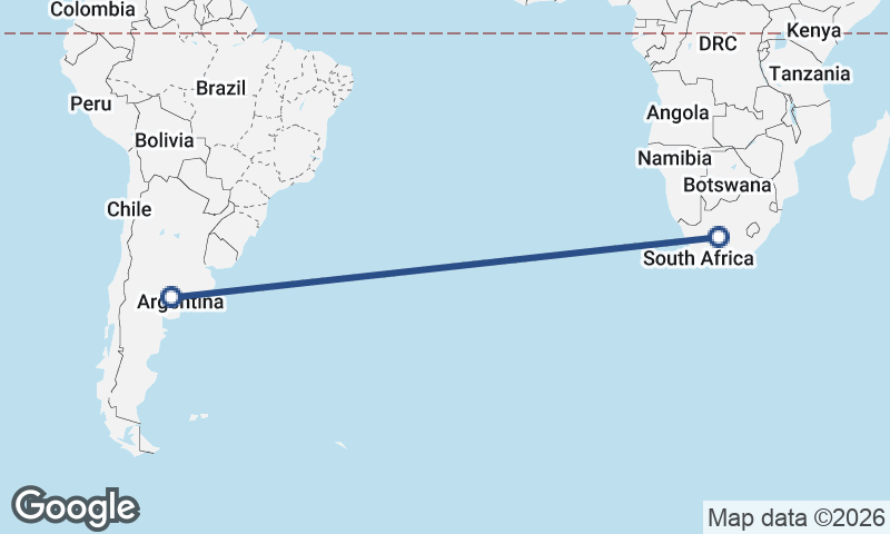 Argentina to South Africa
