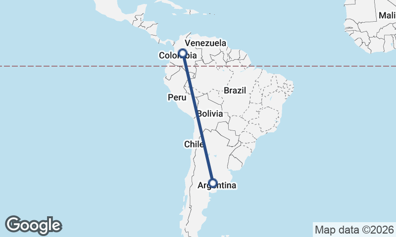 Argentina to Colombia